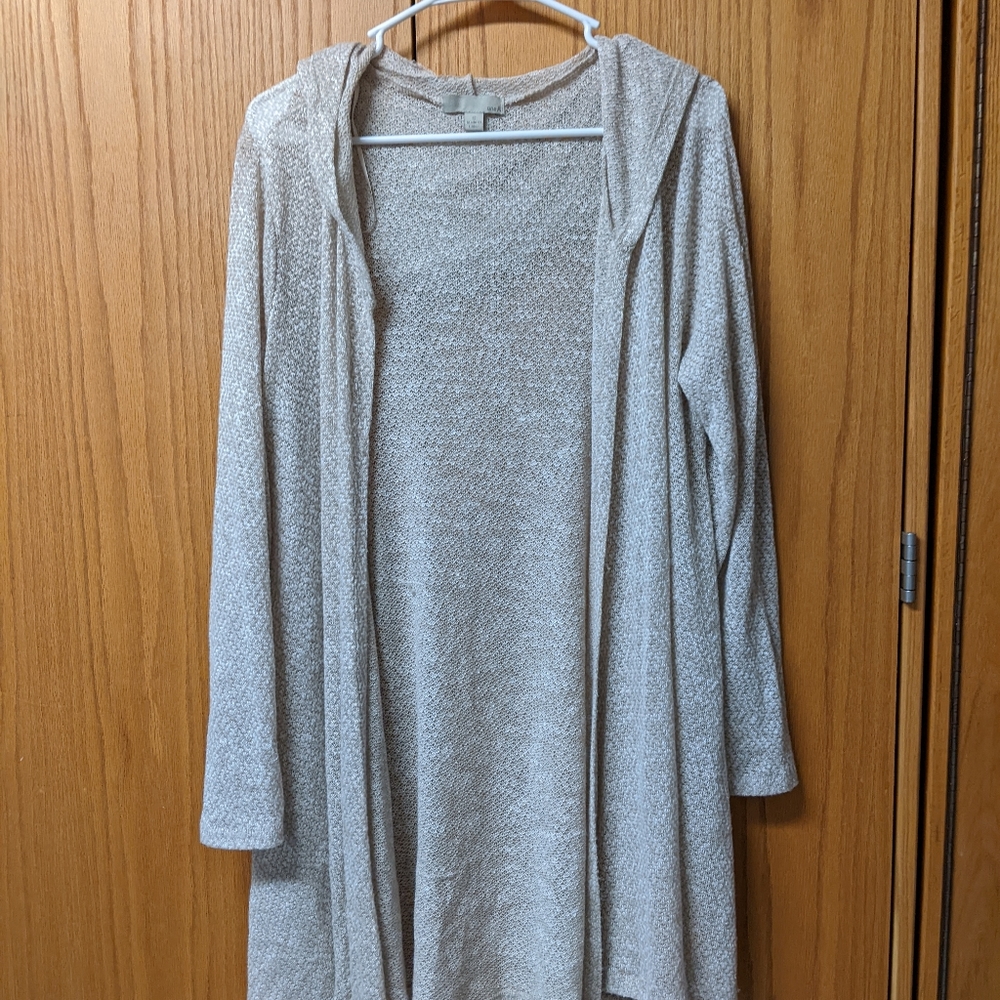 OneA Long Tan Hooded Cardigan (S)
